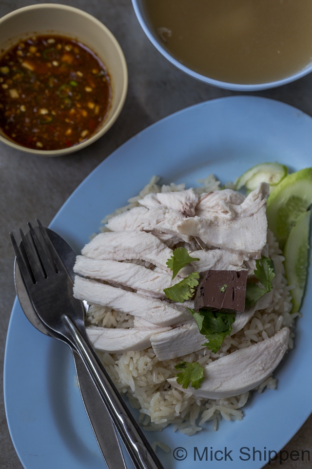 Khao man gai, chicken and rice, Bangkok, Thailand
