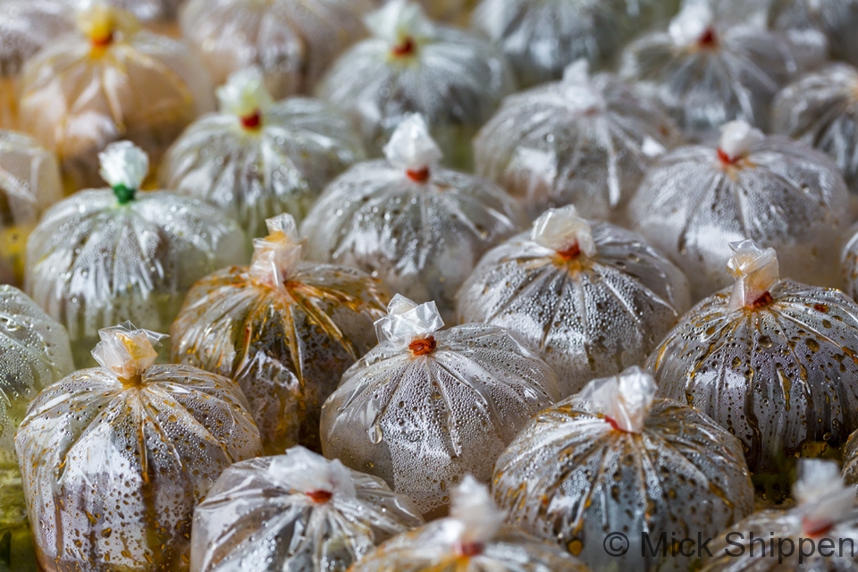 Bags of Thai food for sale in the market, Bangkok