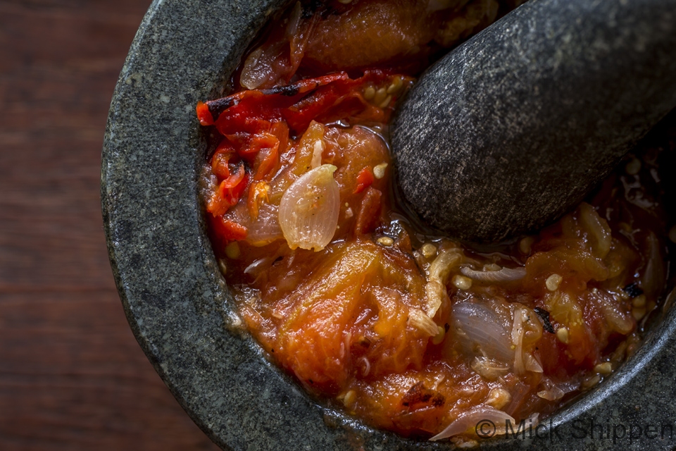 Lao food, jeow mak len, tomato and chilli dip