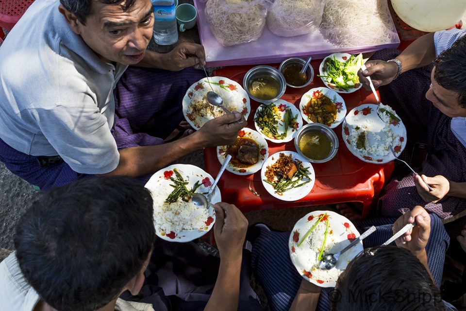 Eating in the street, Yangon, Myanmar