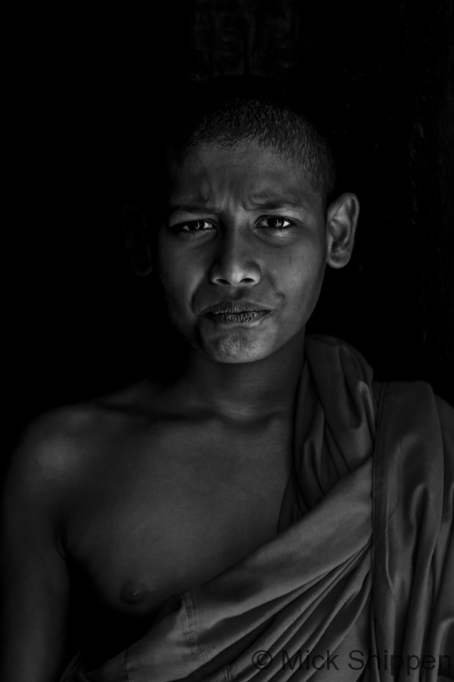 Portrait of a young Buddhist monk, Kandy, Sri Lanka.