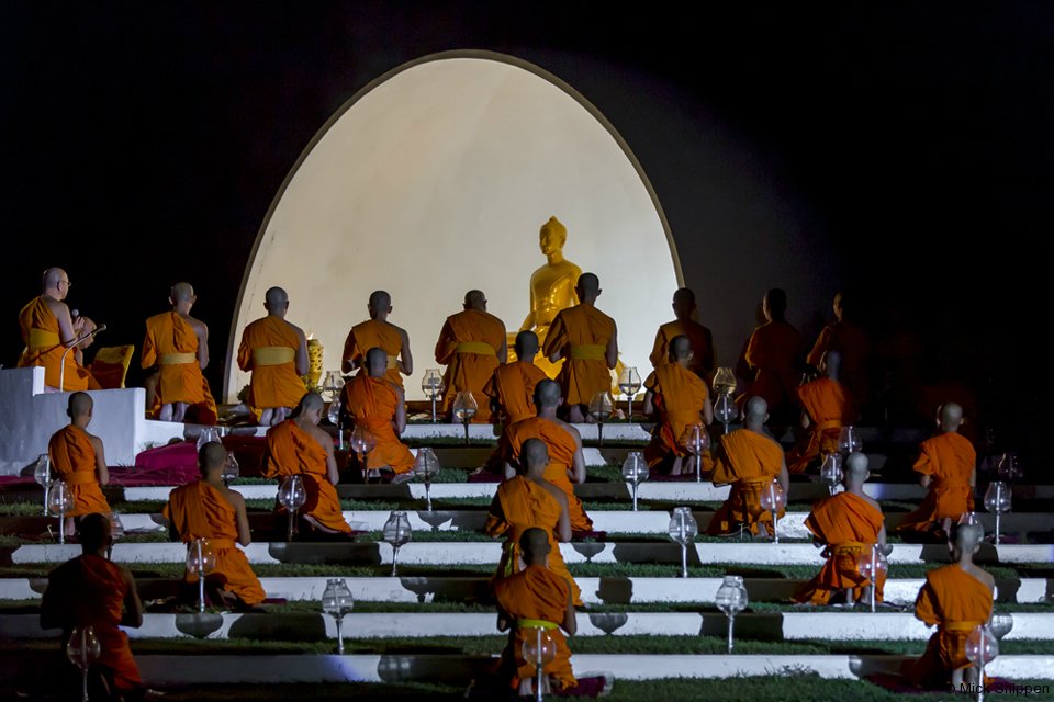 Buddhist monks praying