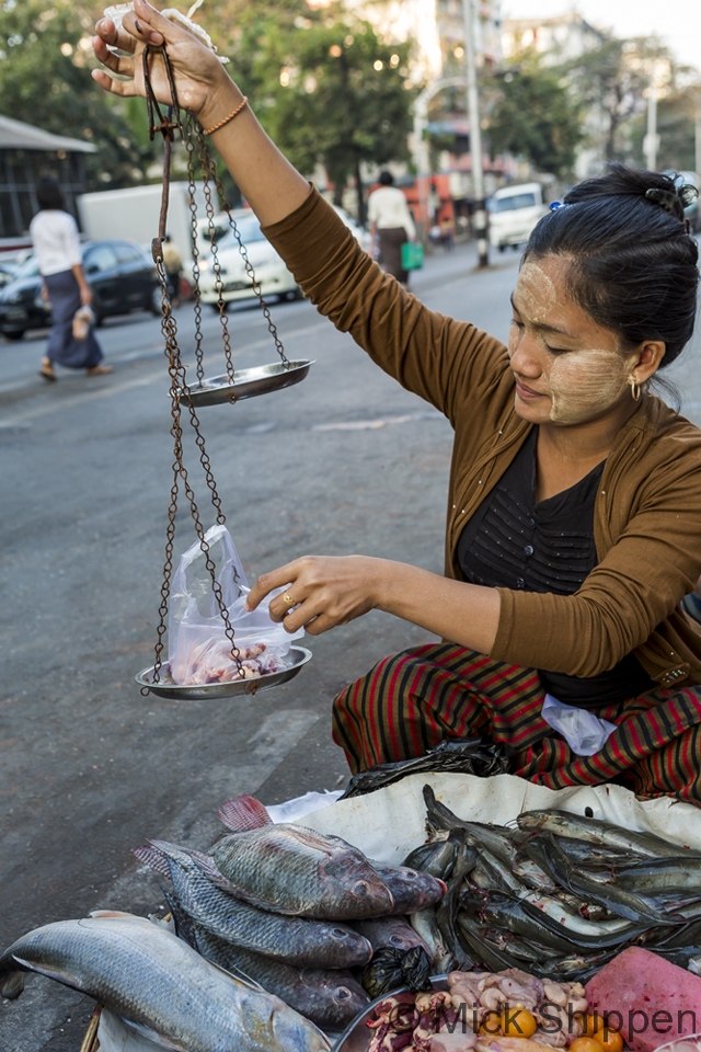 Street market scene, Yangon, Myanmar