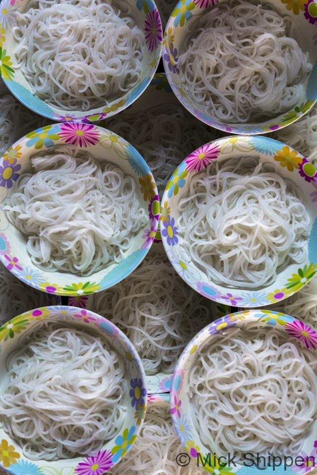 Making kanom jeen noodles, Thailand