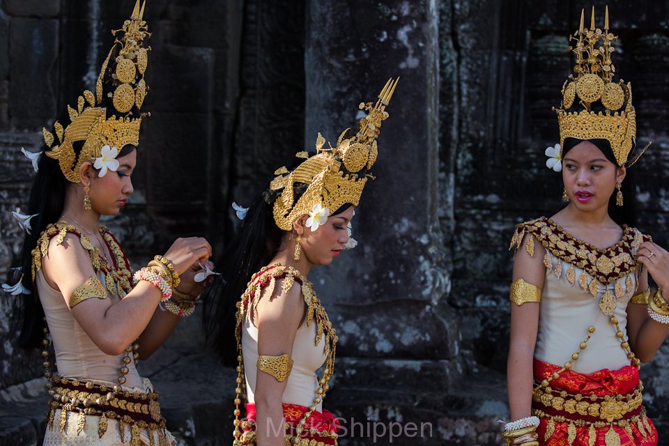 Apsara dancers at the Bayon, Angkor, Cambodia.