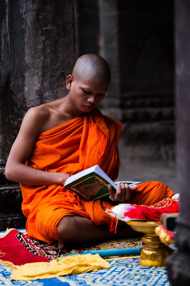 Buddhist monk at Angkor Wat, Siem Reap, Cambodia.