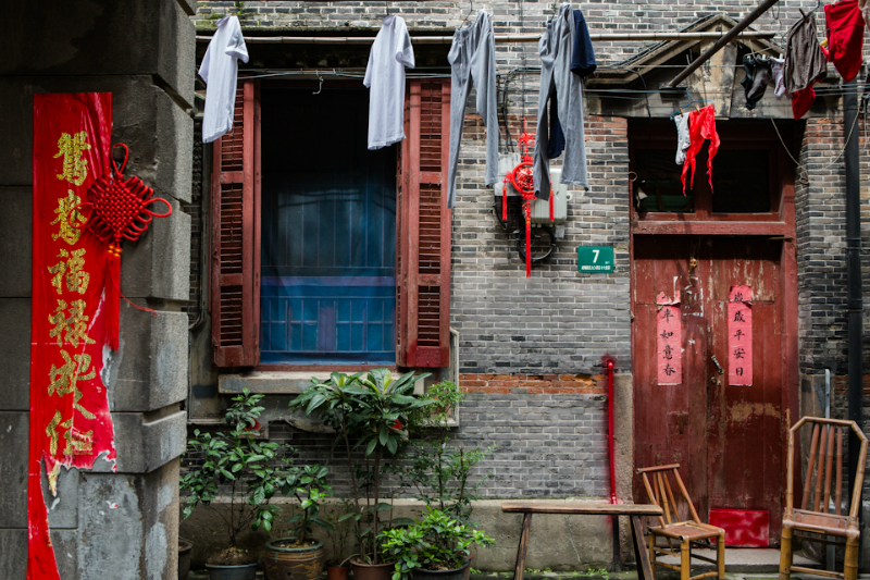 A scene from an alley in one of Shanghai's old districts.