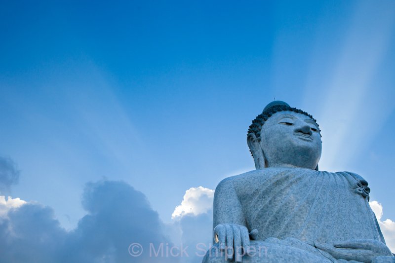 The marble covered Big Buddha image atop Nakkerd Hill between Chalong and Kata.